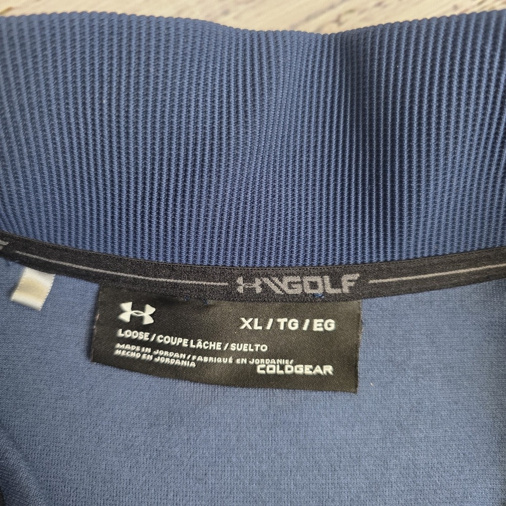 Under Armour Golf Storm Sweater XL Fleece Snap Mock Neck Blue Loose Fit Coldgear - Picture 4 of 11